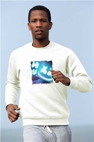 MarshmelloBaskılı Beyaz Sweatshirt