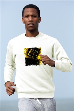 MarshmelloBaskılı Beyaz Sweatshirt