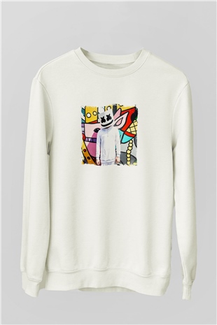 MarshmelloBaskılı Beyaz Sweatshirt