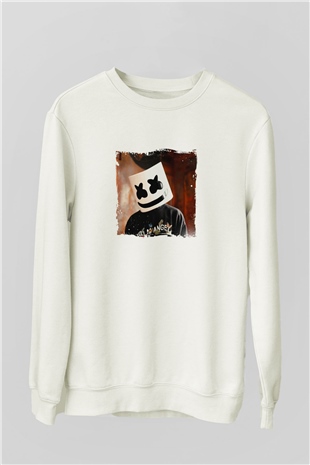 MarshmelloBaskılı Beyaz Sweatshirt