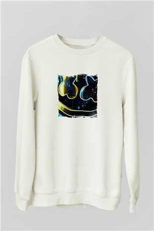 MarshmelloBaskılı Beyaz Sweatshirt