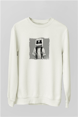 MarshmelloBaskılı Beyaz Sweatshirt