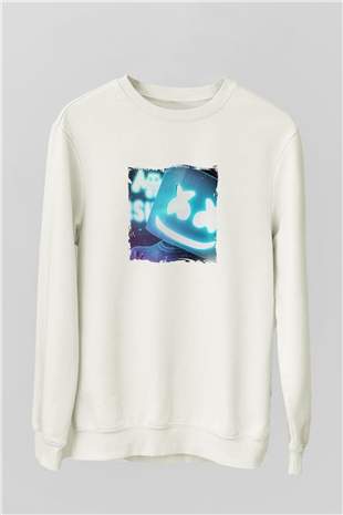 MarshmelloBaskılı Beyaz Sweatshirt