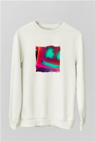 MarshmelloBaskılı Beyaz Sweatshirt