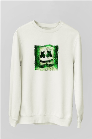 MarshmelloBaskılı Beyaz Sweatshirt