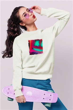 MarshmelloBaskılı Beyaz Sweatshirt