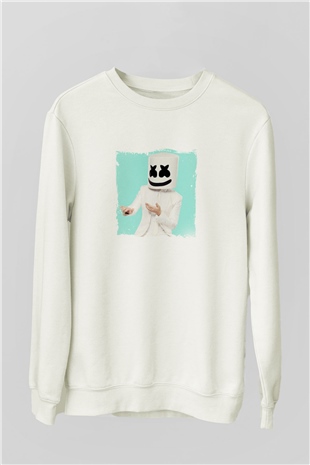 MarshmelloBaskılı Beyaz Sweatshirt