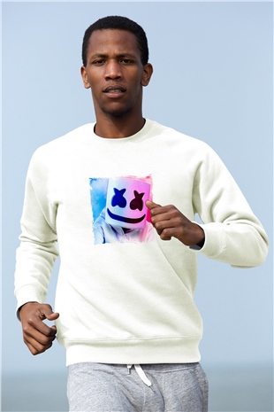 MarshmelloBaskılı Beyaz Sweatshirt