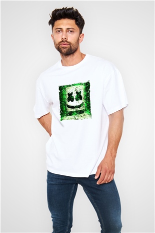 MarshmelloBaskılı Beyaz Oversize Tişört