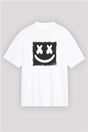 MarshmelloBaskılı Beyaz Oversize Tişört