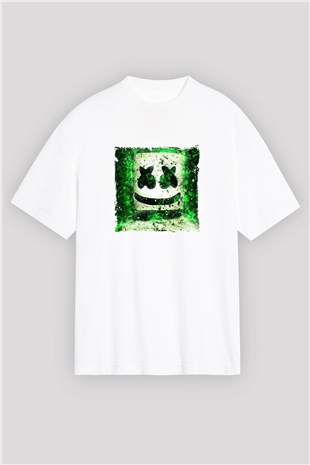 MarshmelloBaskılı Beyaz Oversize Tişört