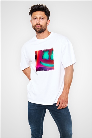MarshmelloBaskılı Beyaz Oversize Tişört