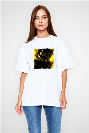 MarshmelloBaskılı Beyaz Oversize Tişört