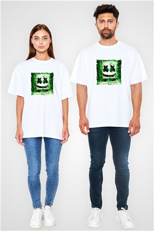 MarshmelloBaskılı Beyaz Oversize Tişört