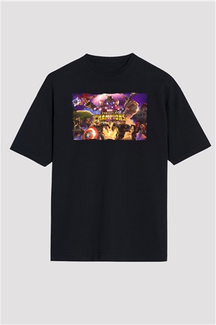 Marvel Contest of Champions Siyah Oversize Tişört Oversize T-shirt