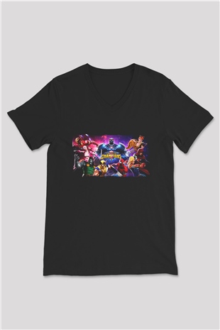 Marvel Contest of Champions Siyah Unisex V Yaka Tişört