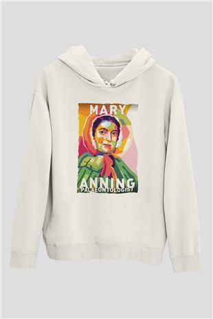 Mary Anning Baskılı Unisex Ekru Hoodie