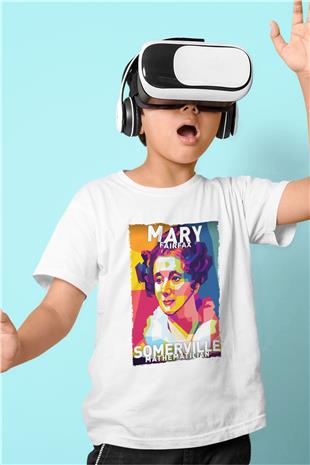 Mary Fairrfax Somerville Baskılı Unisex Beyaz Çocuk Tişörtü - Tshirt