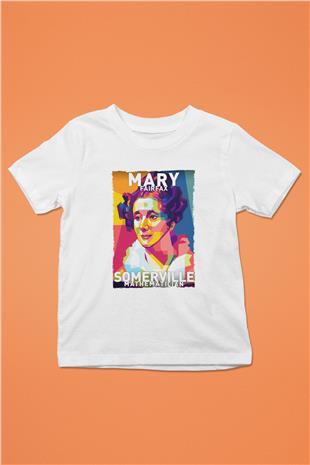 Mary Fairrfax Somerville Baskılı Unisex Beyaz Çocuk Tişörtü - Tshirt
