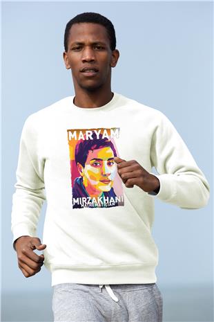 Maryam Mirzakhani Baskılı Unisex Ekru Sweatshirt