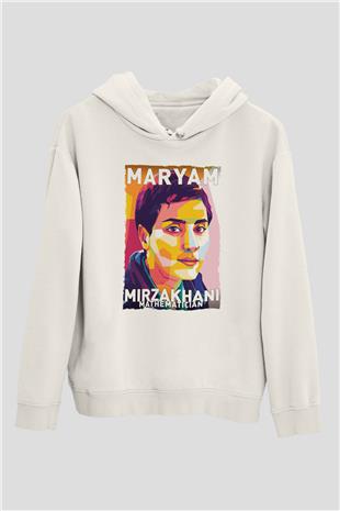 Maryam Mirzakhani Baskılı Unisex Ekru Hoodie