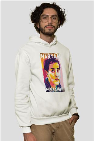 Maryam Mirzakhani Baskılı Unisex Ekru Hoodie