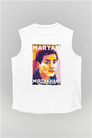 Maryam Mirzakhani Baskılı Unisex Kolsuz Beyaz Tişört - Tshirt