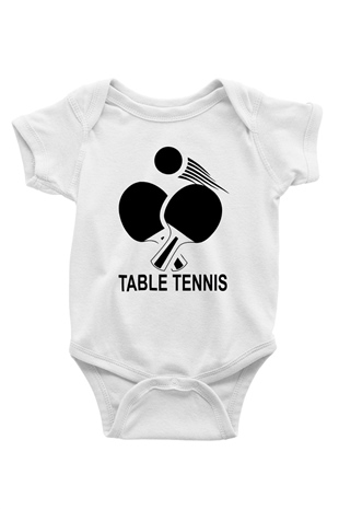 Masa tenisi Baskılı Beyaz Unisex Bebek Body - Zıbın