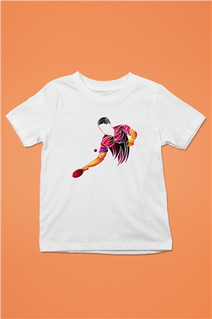 Masa tenisi Baskılı Beyaz Unisex Çocuk Tişört