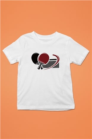 Masa tenisi Baskılı Beyaz Unisex Çocuk Tişört