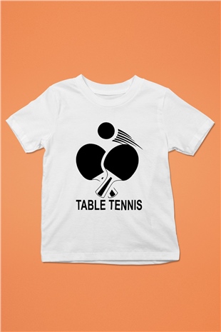 Masa tenisi Baskılı Beyaz Unisex Çocuk Tişört