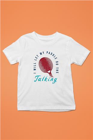 Masa Tenisi Baskılı Unisex Beyaz Çocuk Tişört - Tshirt