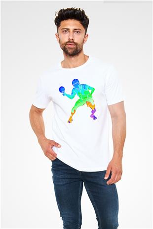 Masa Tenisi Baskılı Unisex Beyaz Tişört - Tshirt