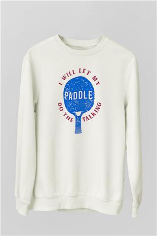 Masa Tenisi Baskılı Unisex Ekru Sweatshirt