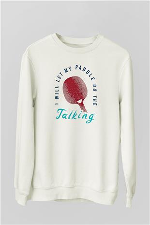 Masa Tenisi Baskılı Unisex Ekru Sweatshirt