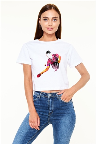 Masa tenisi Beyaz Croptop Tişört