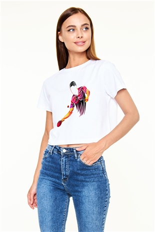 Masa tenisi Beyaz Croptop Tişört