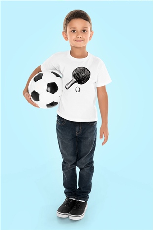 Masa tenisi Beyaz Unisex Çocuk Tişört