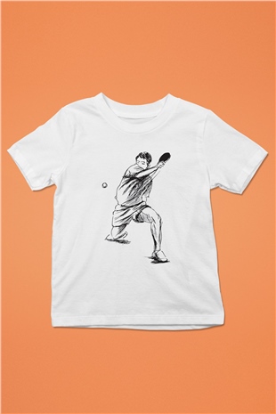 Masa tenisi Beyaz Unisex Çocuk Tişört