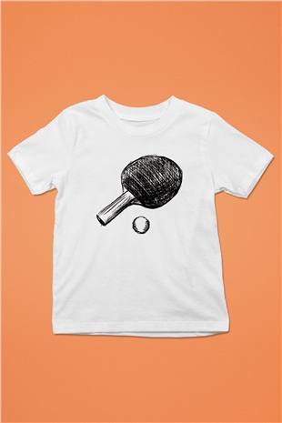 Masa tenisi Beyaz Unisex Çocuk Tişört