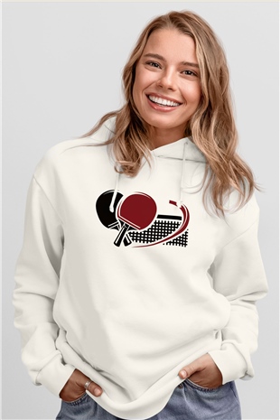 Masa tenisi Beyaz Unisex Hoodie