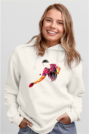 Masa tenisi Beyaz Unisex Hoodie