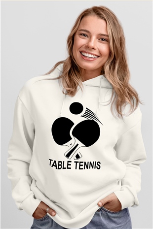 Masa tenisi Beyaz Unisex Hoodie