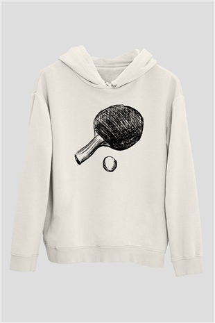 Masa tenisi Beyaz Unisex Kapüşonlu Sweatshirt