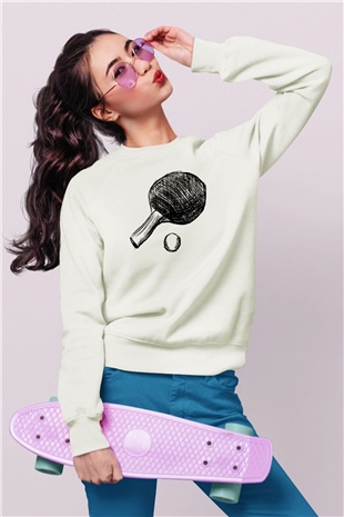 Masa tenisi Beyaz Unisex Sweatshirt
