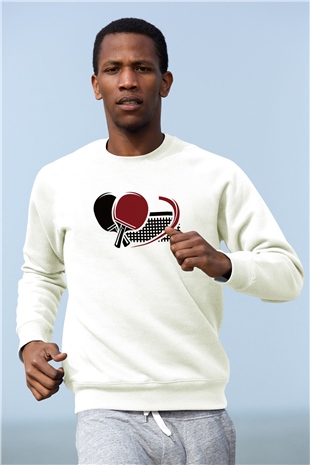 Masa tenisi Beyaz Unisex Sweatshirt