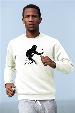 Masa tenisi Beyaz Unisex Sweatshirt