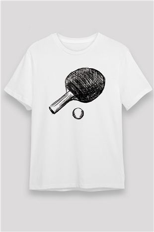 Masa tenisi Beyaz Unisex Tişört T-Shirt - TişörtFabrikası
