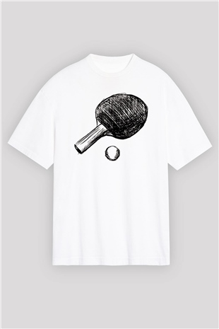 Masa tenisi Beyaz Oversize Tişört Oversize T-shirt - TişörtFabrikası