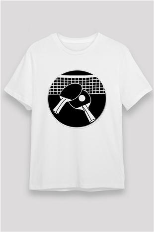 Masa tenisi Beyaz Unisex Tişört T-Shirt - TişörtFabrikası